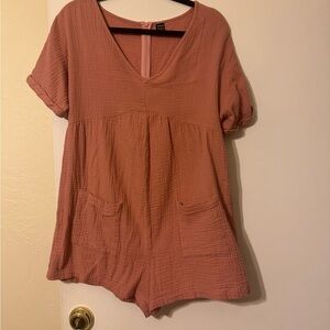 SHEIN MATERNITY Dusty Rose V-Neck Romper